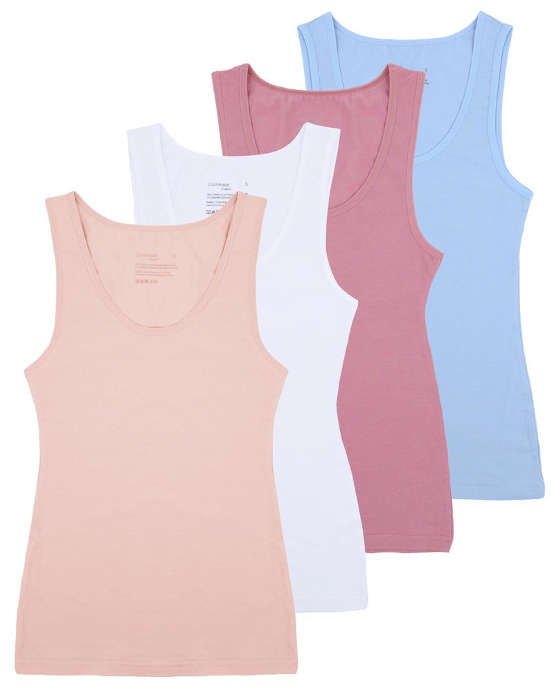 Comfneat Women's Basic Tanks Comfy Top (Color-Set-5 4-Pack, XL) - Image 1